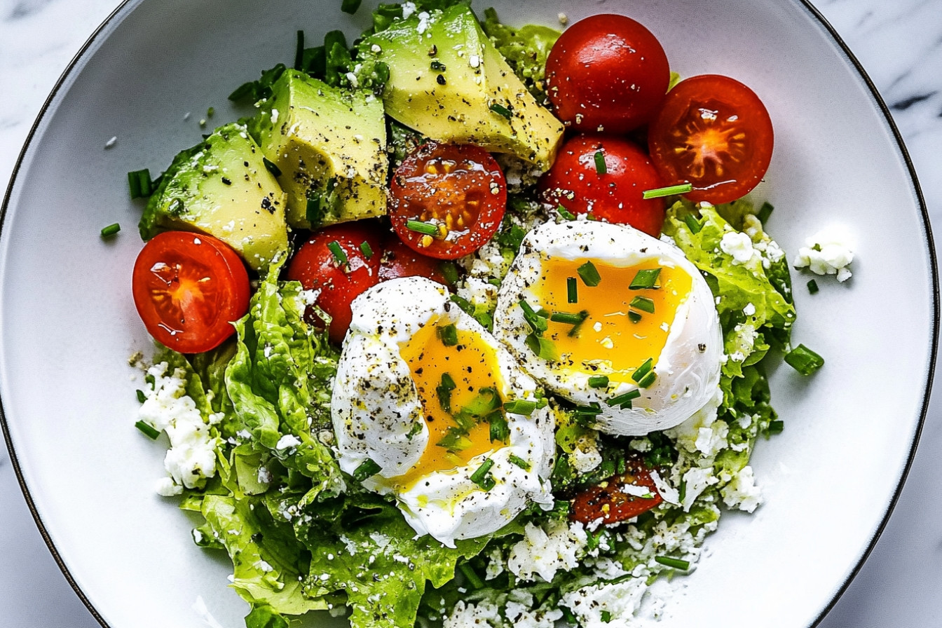 Ensalada fácil con huevo semi cocido