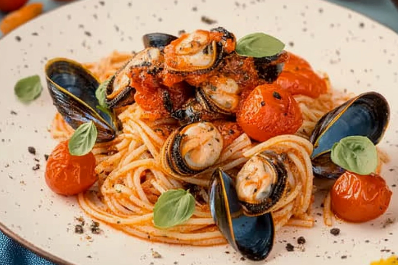 Espaguetis integrales con mejillones