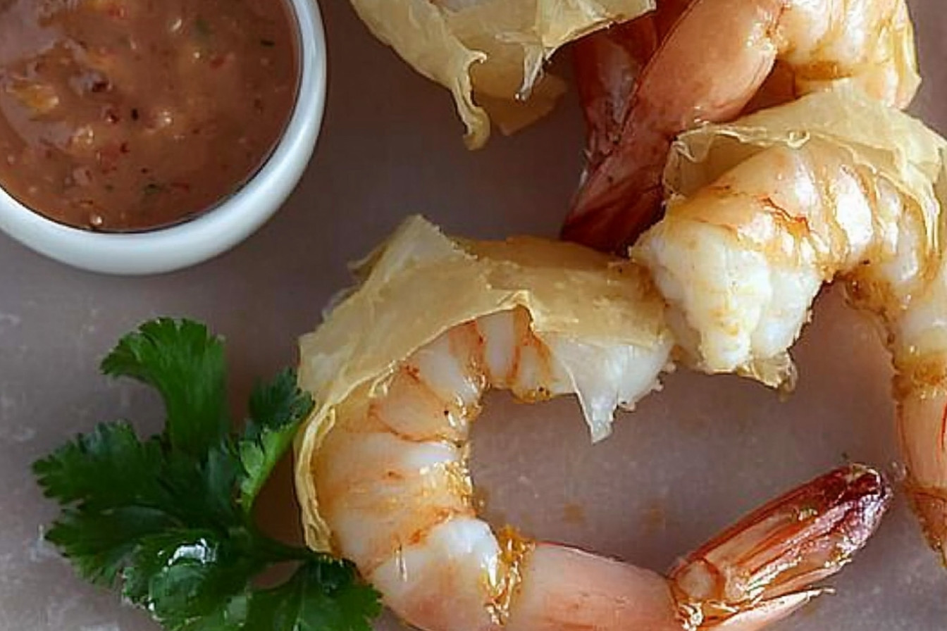 Gambas en pasta filo