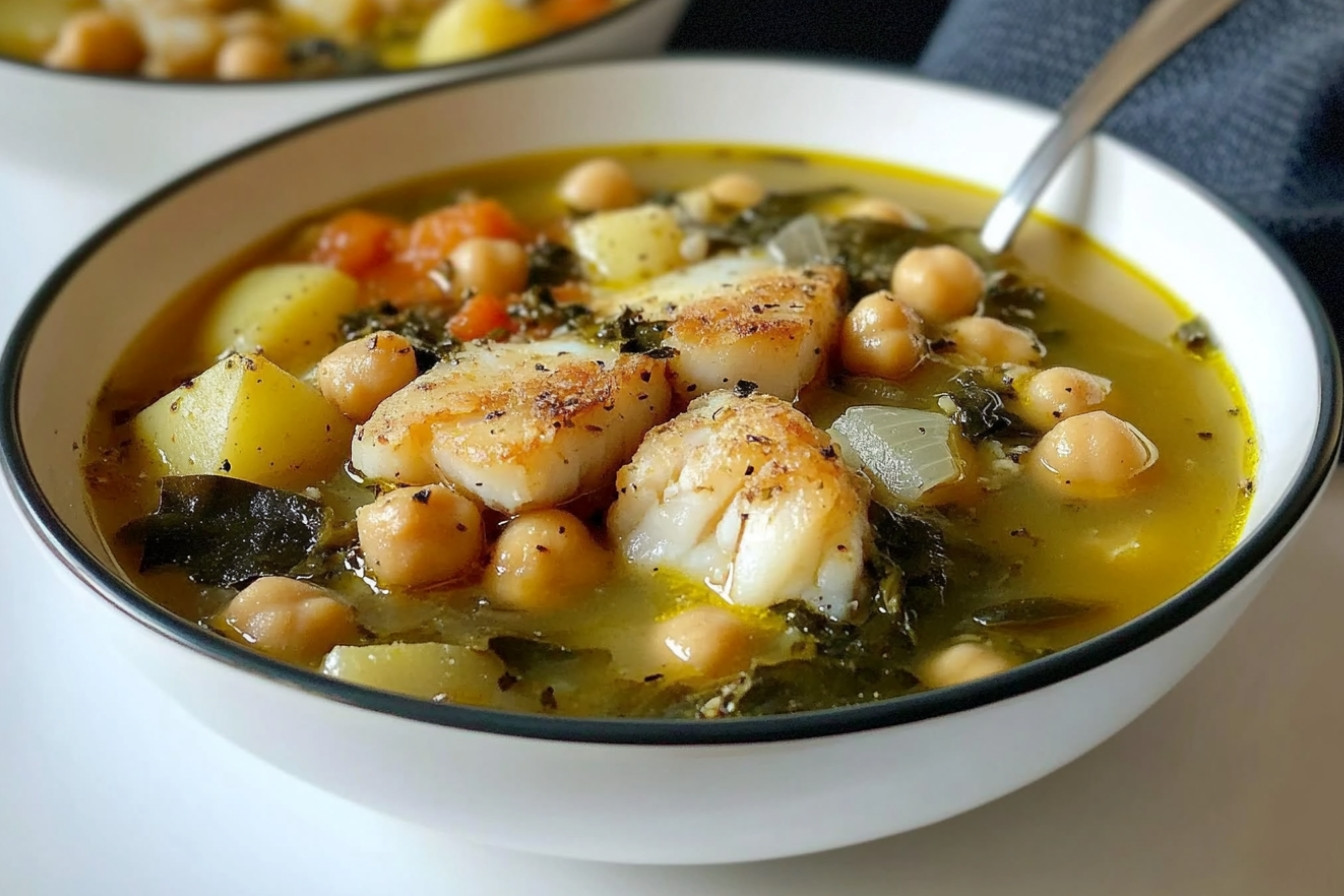 Garbanzos con bacalao y patatas