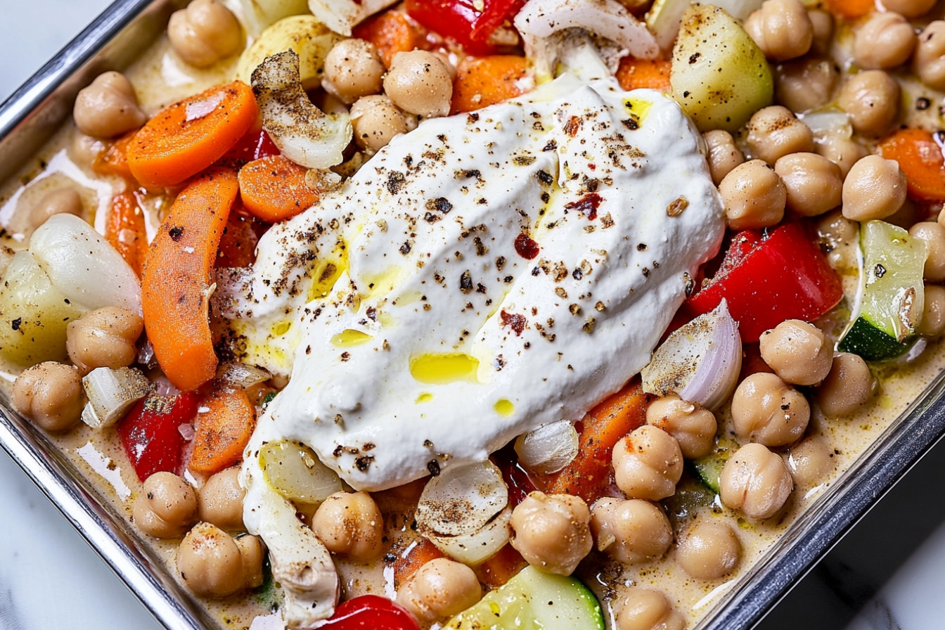Garbanzos cremosos con verduras