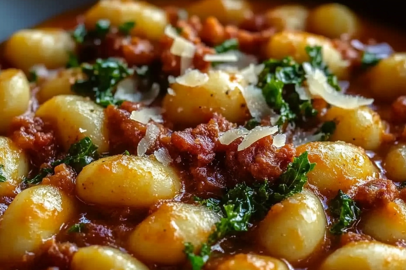 Gnocchi con chorizo y salsa cremosa