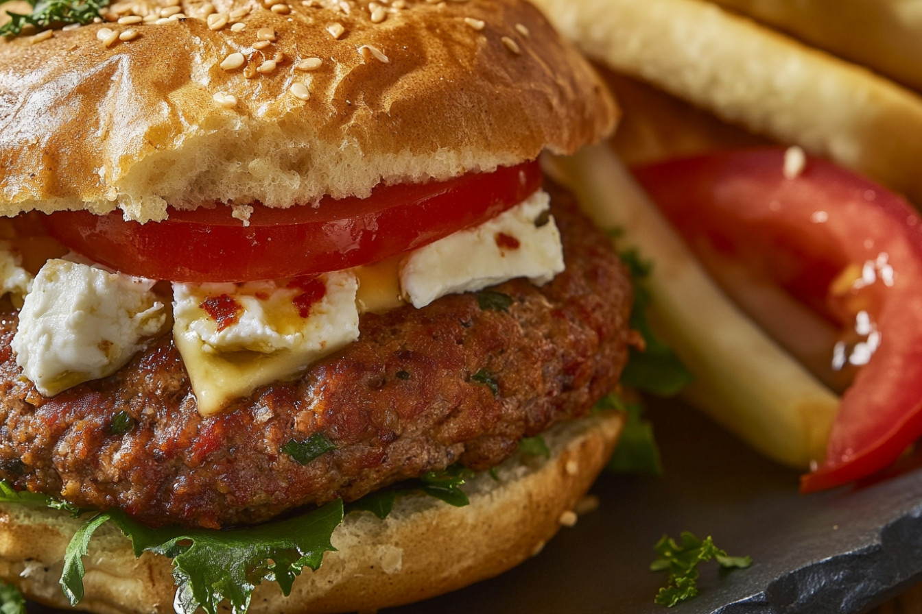 Hamburguesas caseras con queso feta