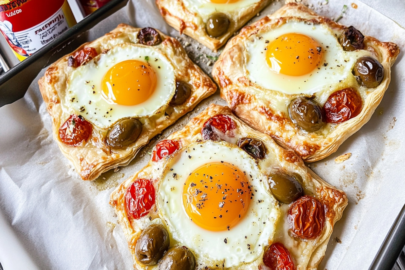 Hojaldres de huevo y aceitunas