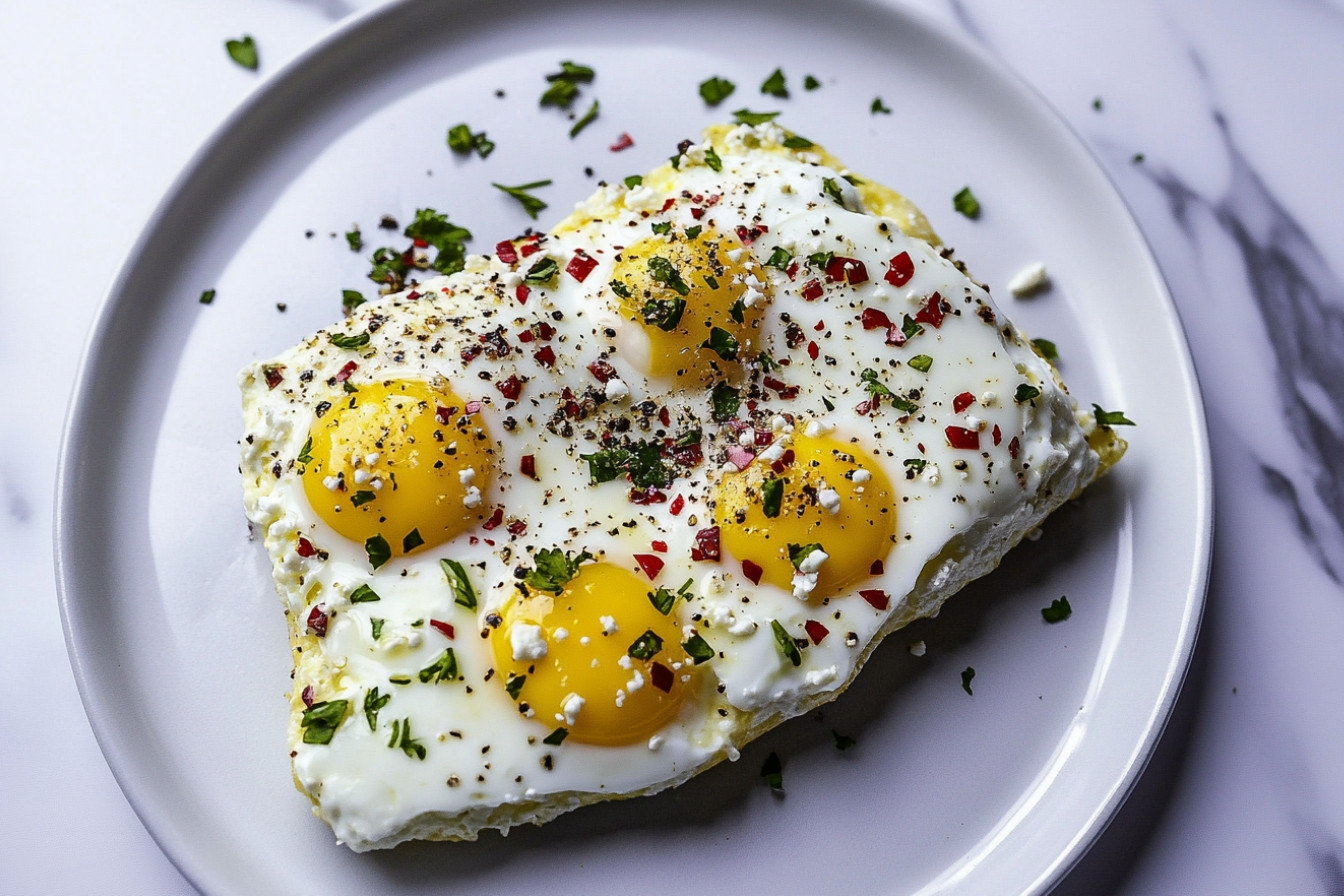 Huevo con queso feta