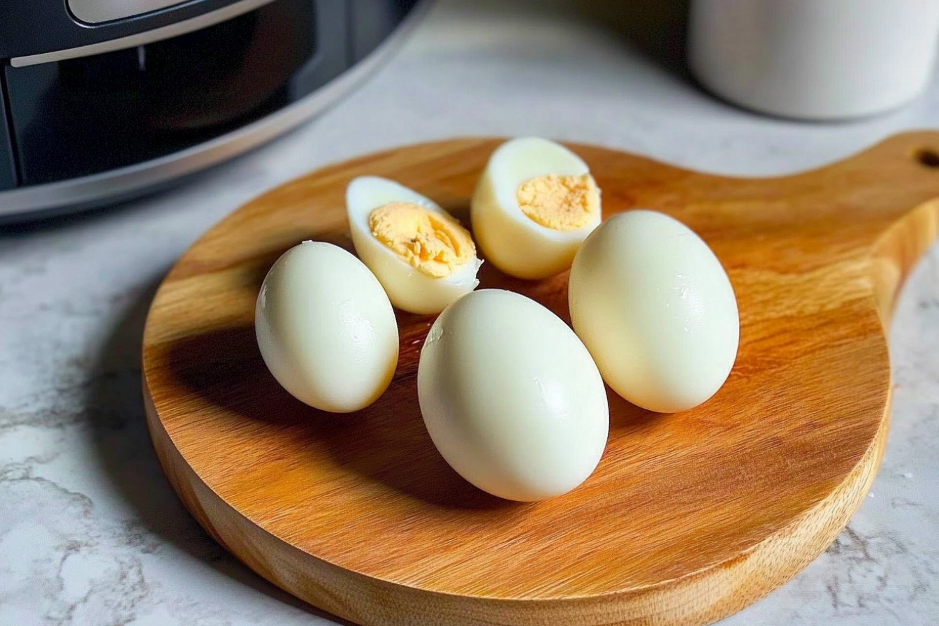 Huevos duros en freidora de aire