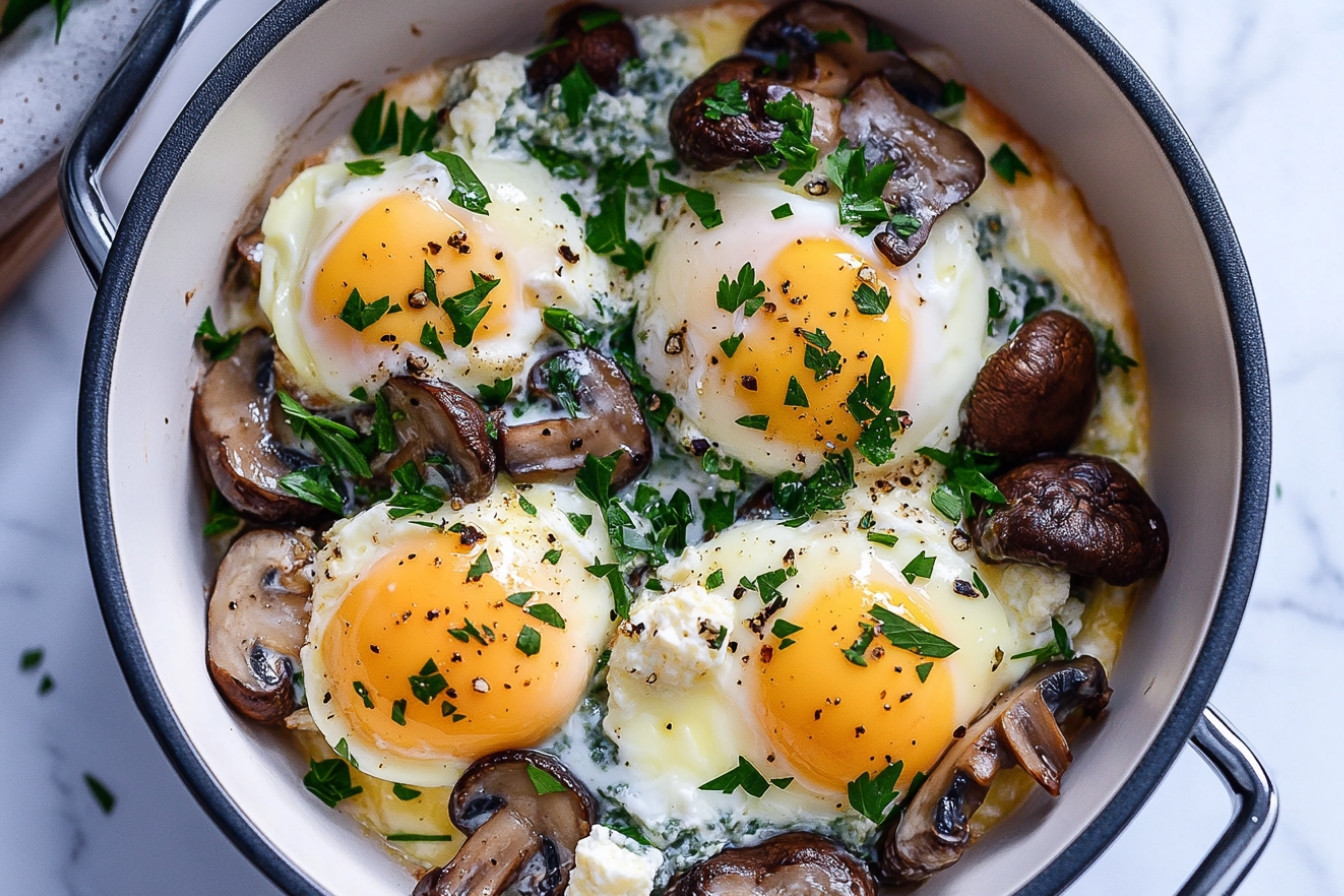 Huevos gratinados con gorgonzola