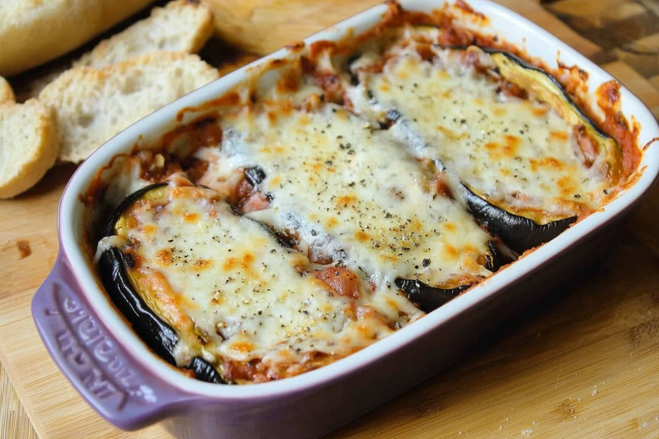 Lasaña de berenjenas y jamón