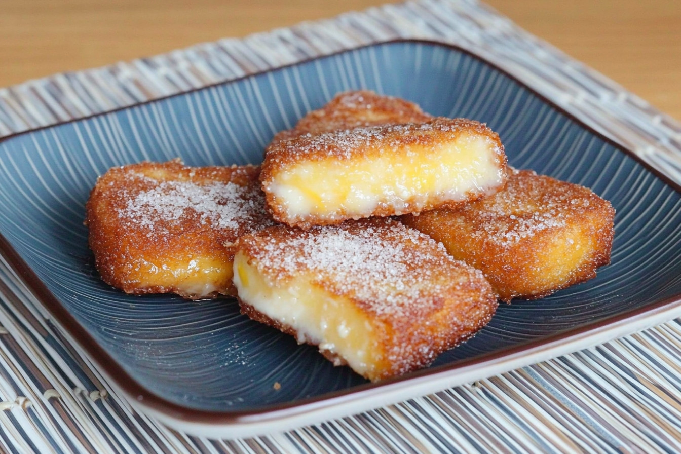 Leche frita con azúcar y canela