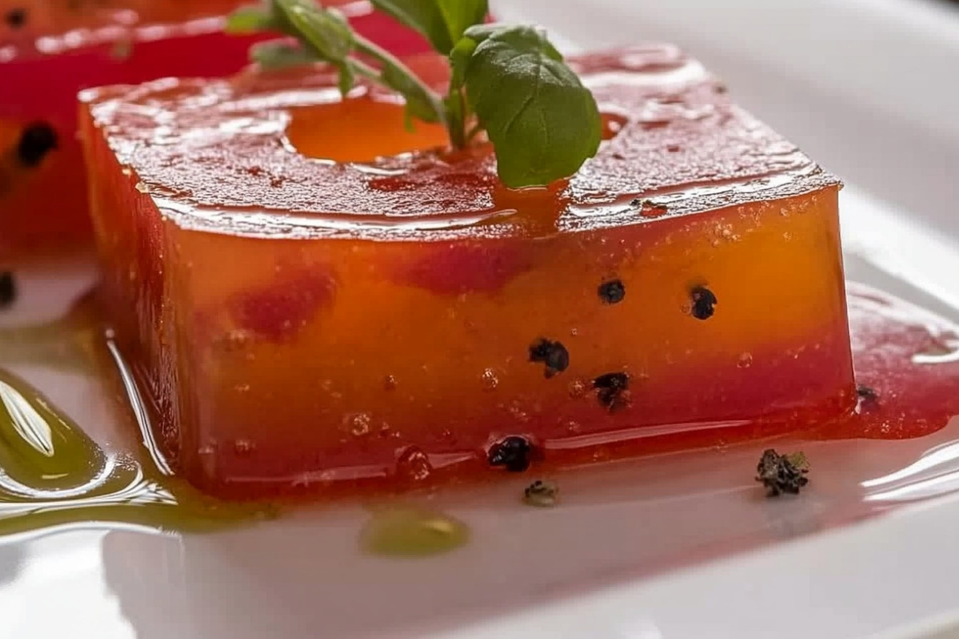 Lingotes de gelatina con tomate