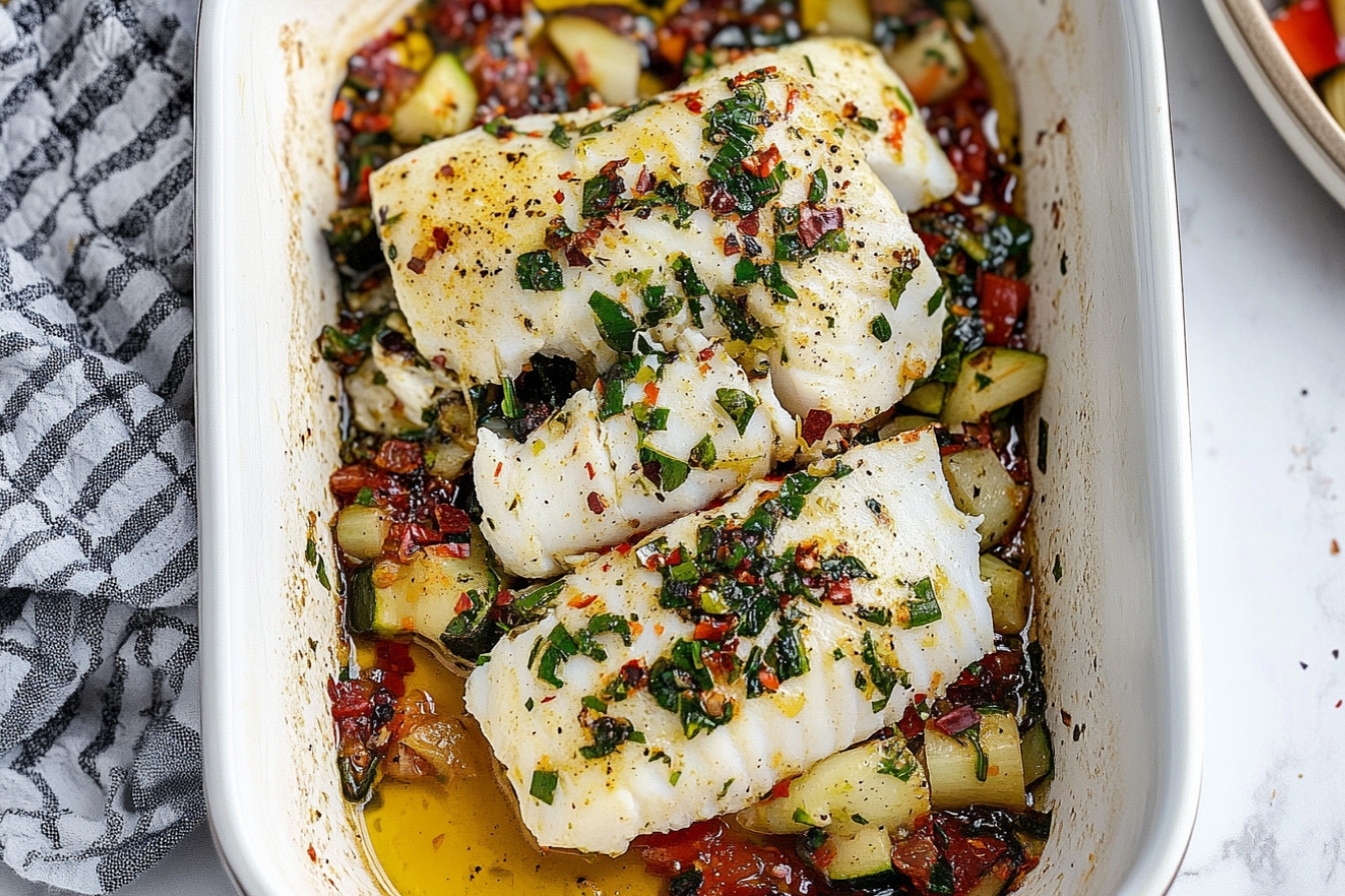 Merluza con verduras en airfryer