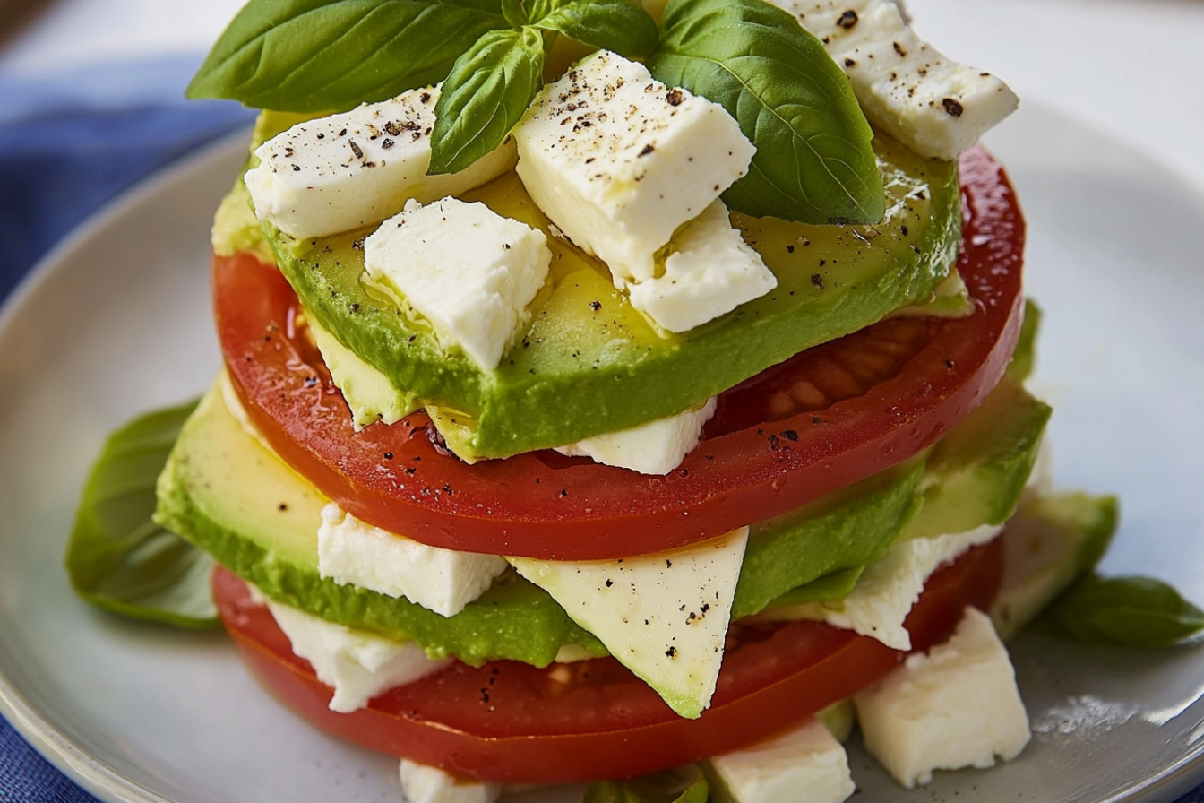 Milhojas de tomate y aguacate