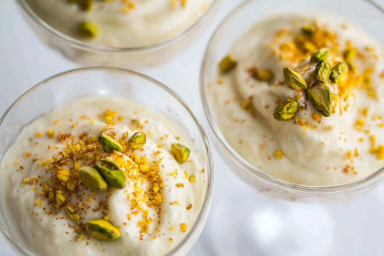 Mousse de chocolate blanco con pistachos