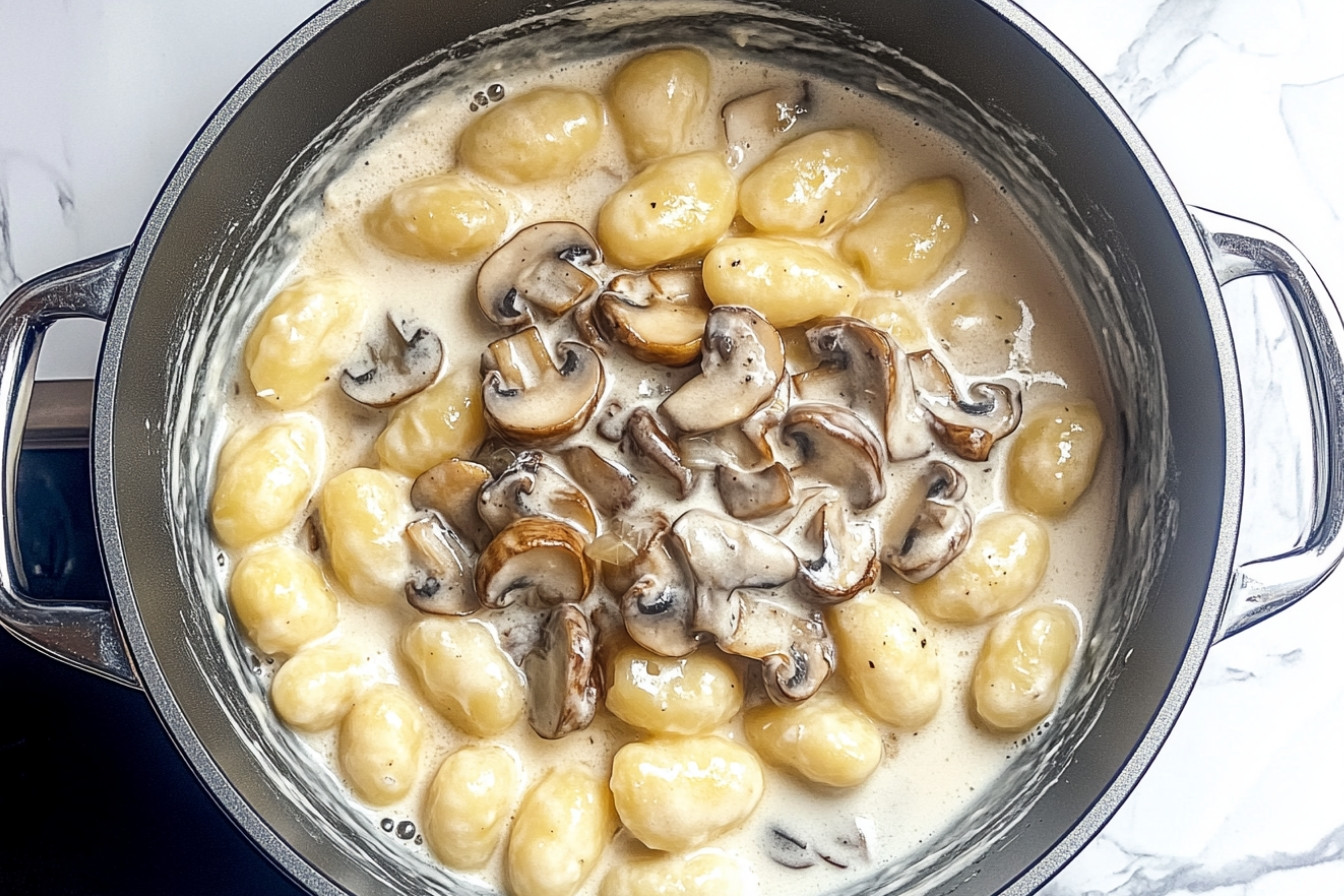 Ñoquis con salsa de champiñones