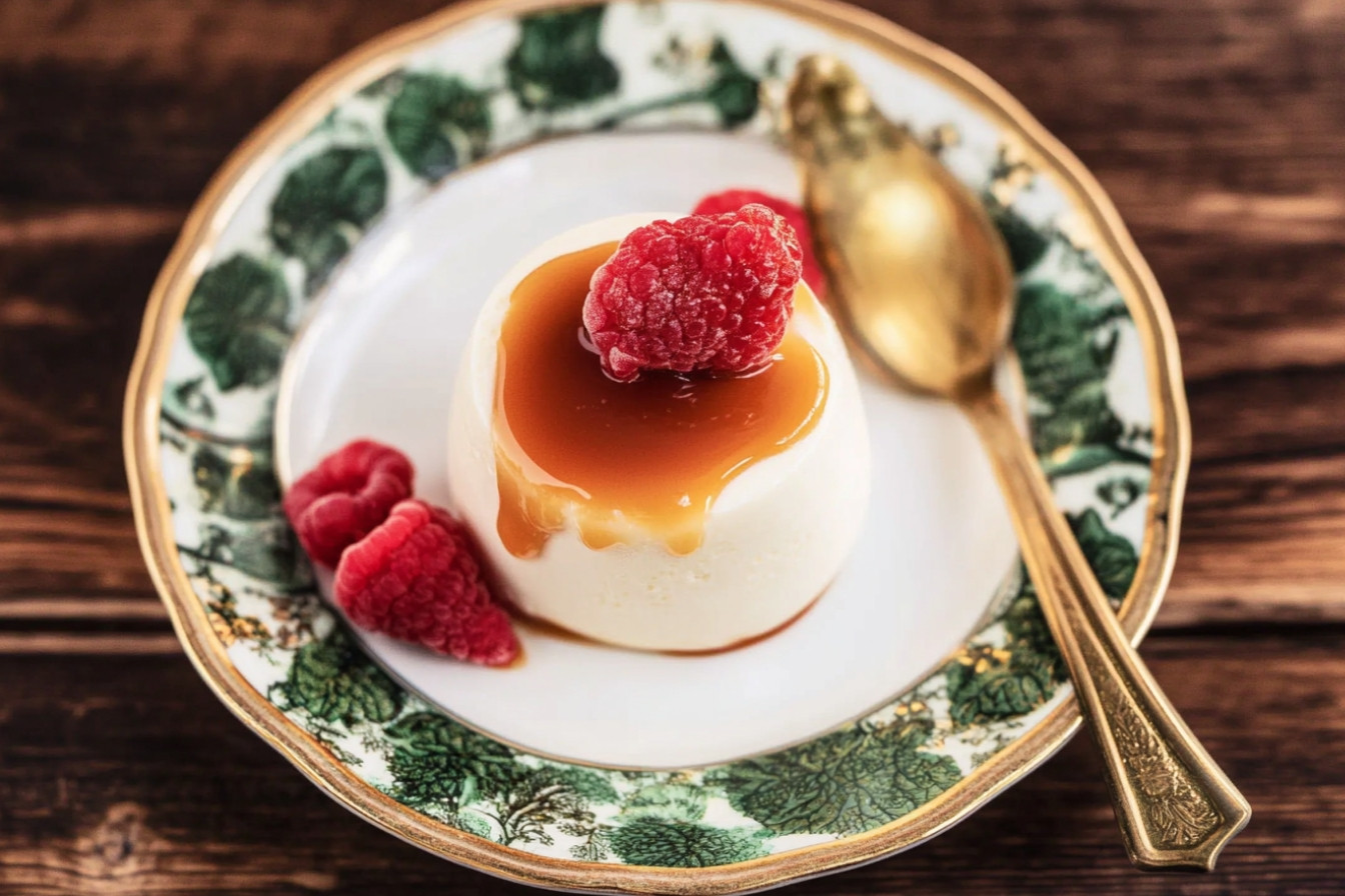 Panna cotta de queso con caramelo