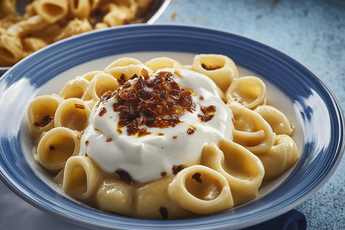 Pasta con salsa de yogur