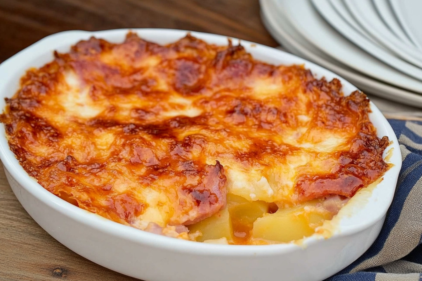 Pastel de patata, jamón y queso