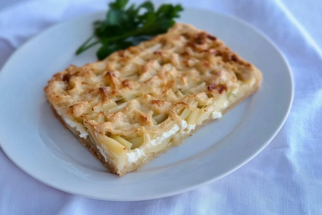 Pastel de puerro y pera