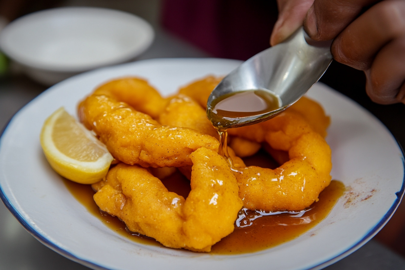 Picarones peruanos con miel