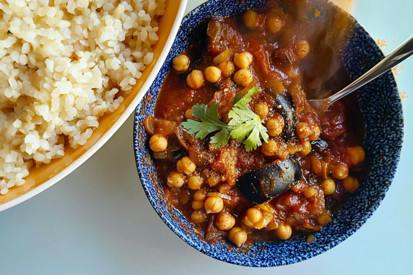 Pisto de berenjena y garbanzos