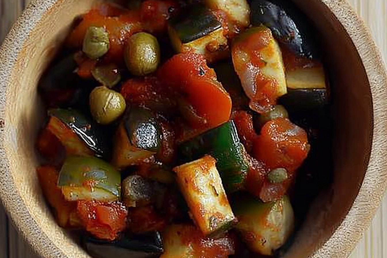 Pisto de berenjenas y aceitunas