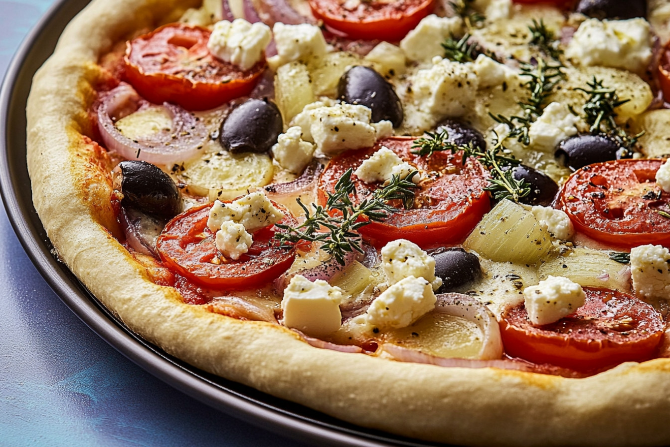 Pizza con cebolla y feta