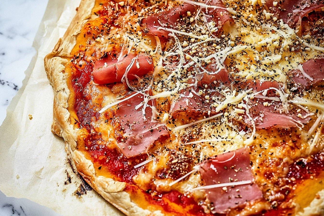 Pizza de hojaldre con jamón