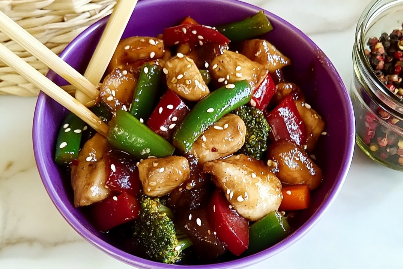 Pollo con verduras estilo oriental