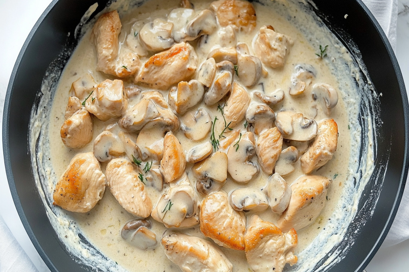 Pollo en salsa de champiñones