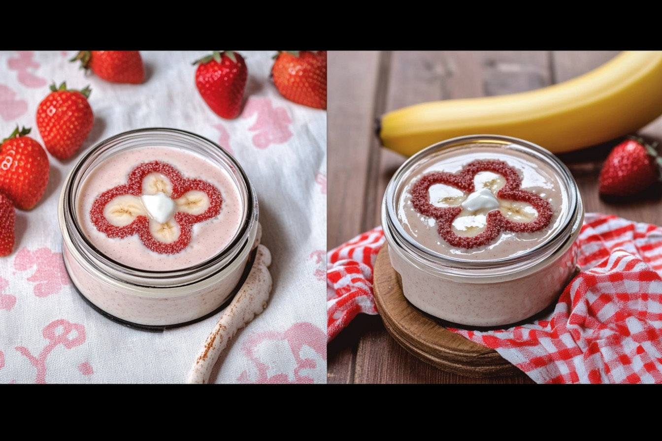 Pudin de fresas y plátanos