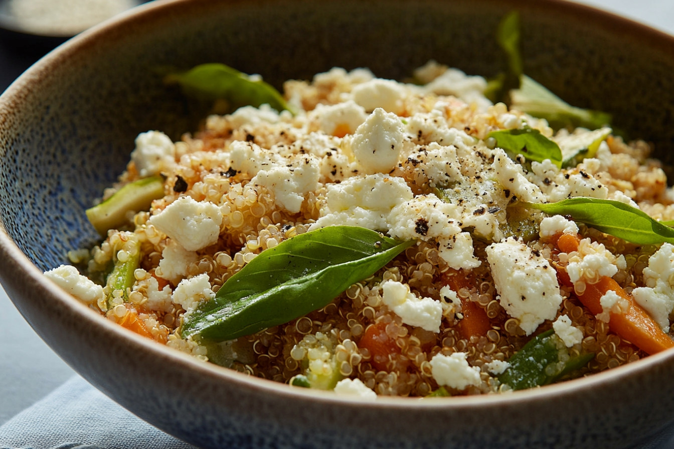 Quinoa con queso feta y verduras