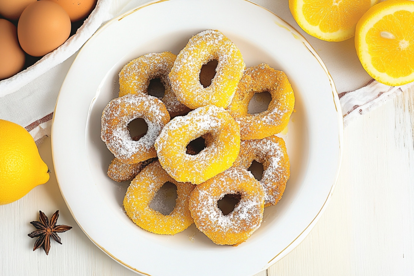 Rosquillas fritas de limón y naranja