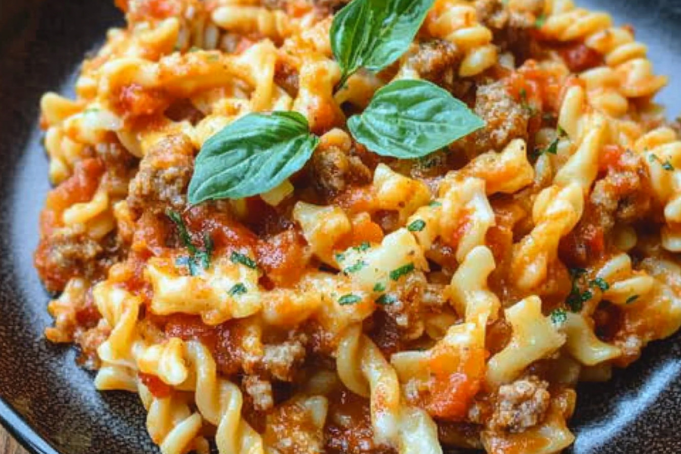 Rotini al horno con salchicha