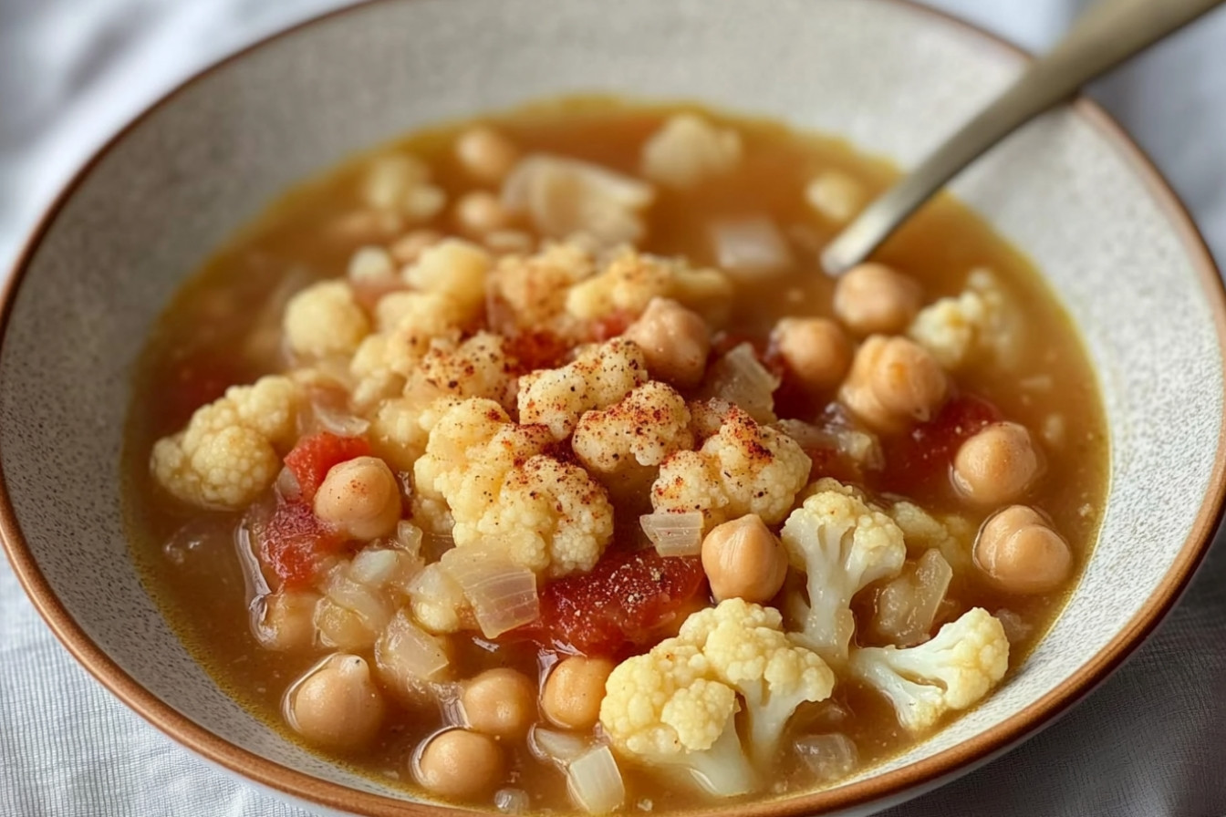 Sopa de garbanzos con coliflor