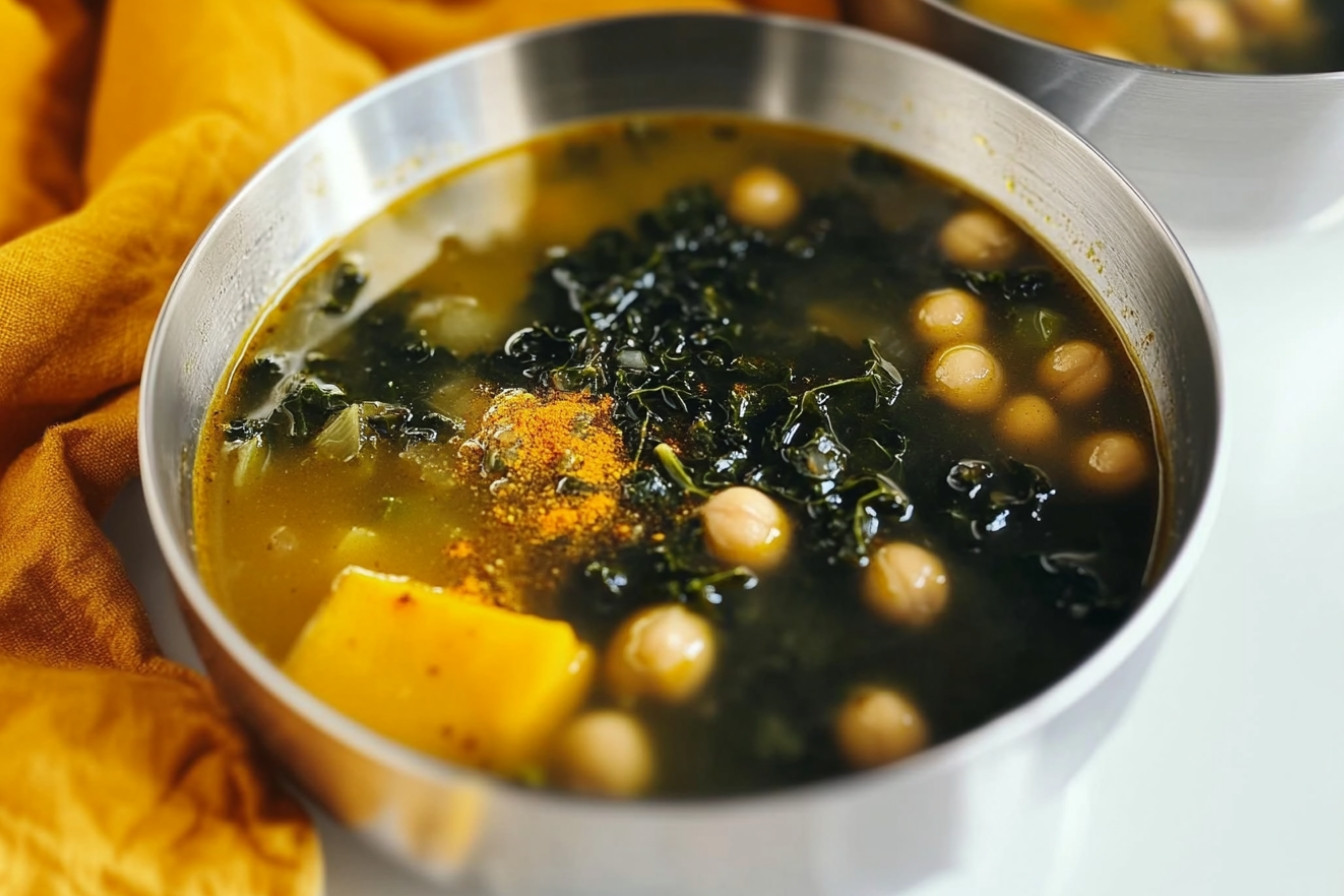 Sopa de garbanzos y kale