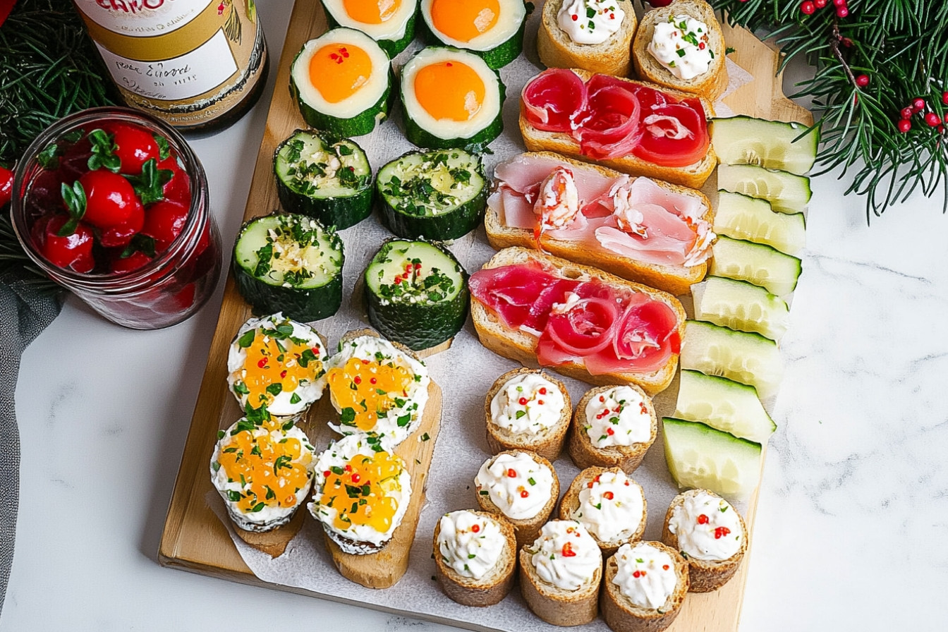 Surtido de canapés navideños