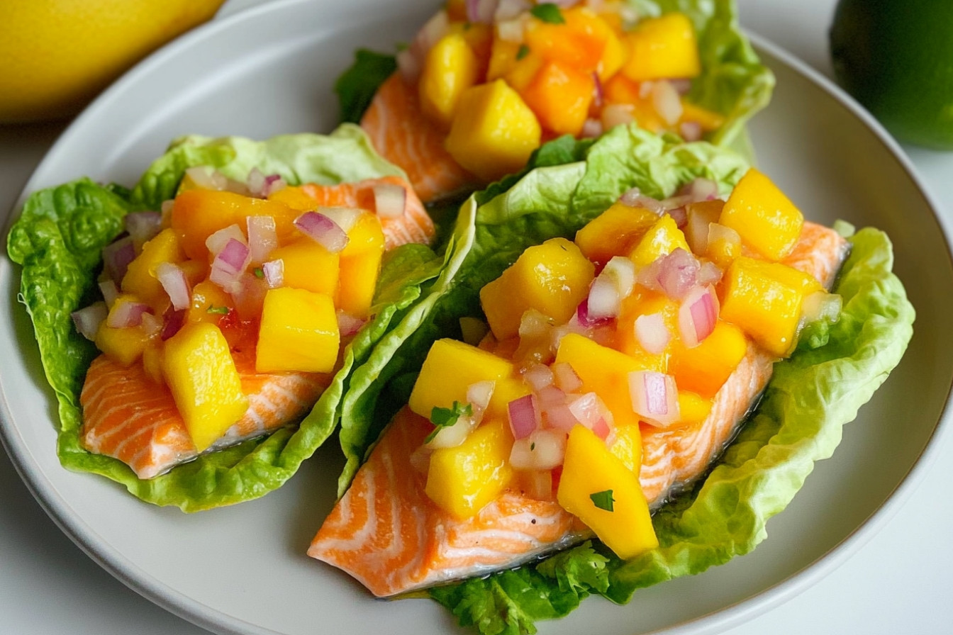 Tacos de salmón con mango