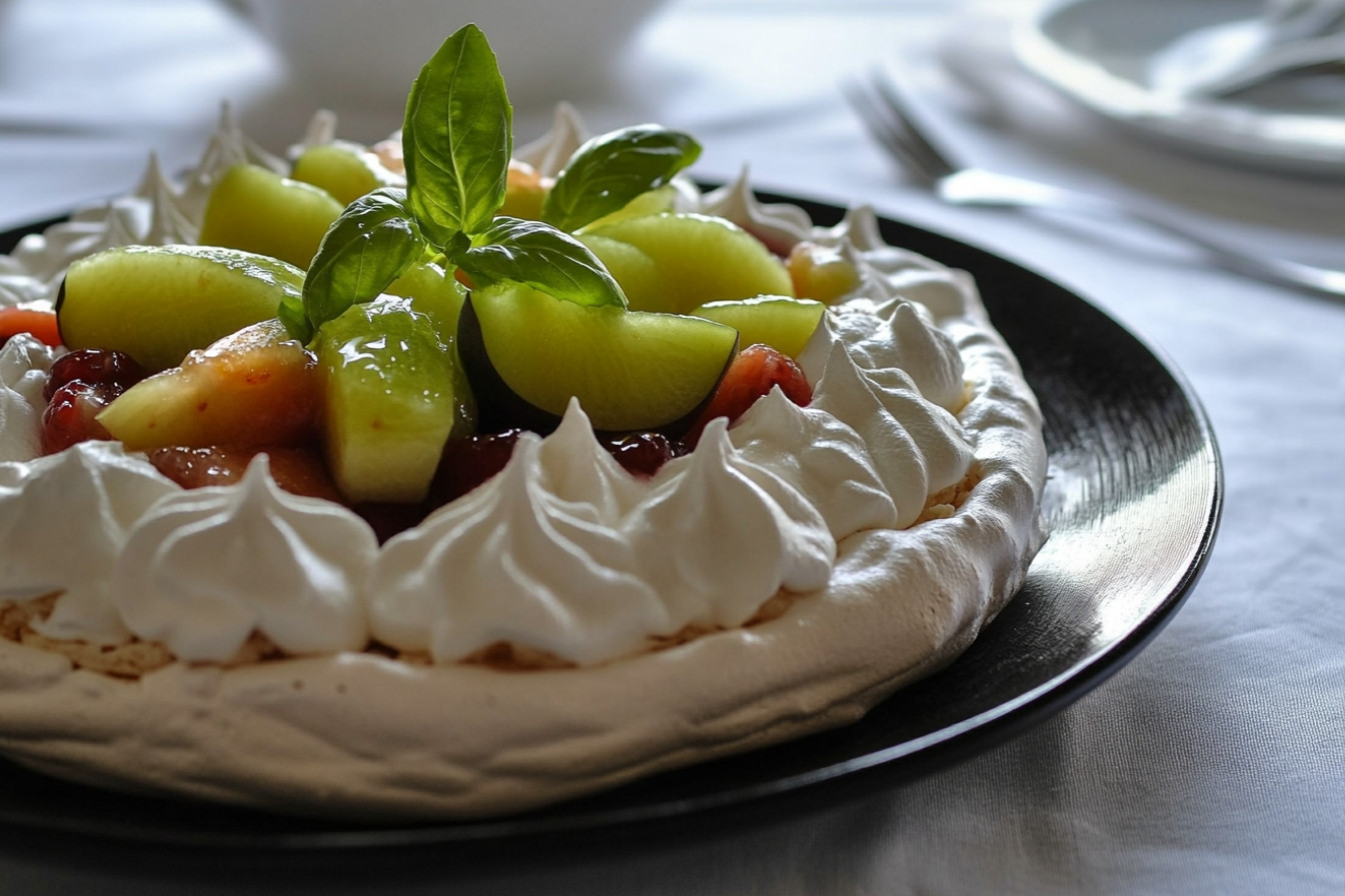 Tarta Pavlova de frutas frescas