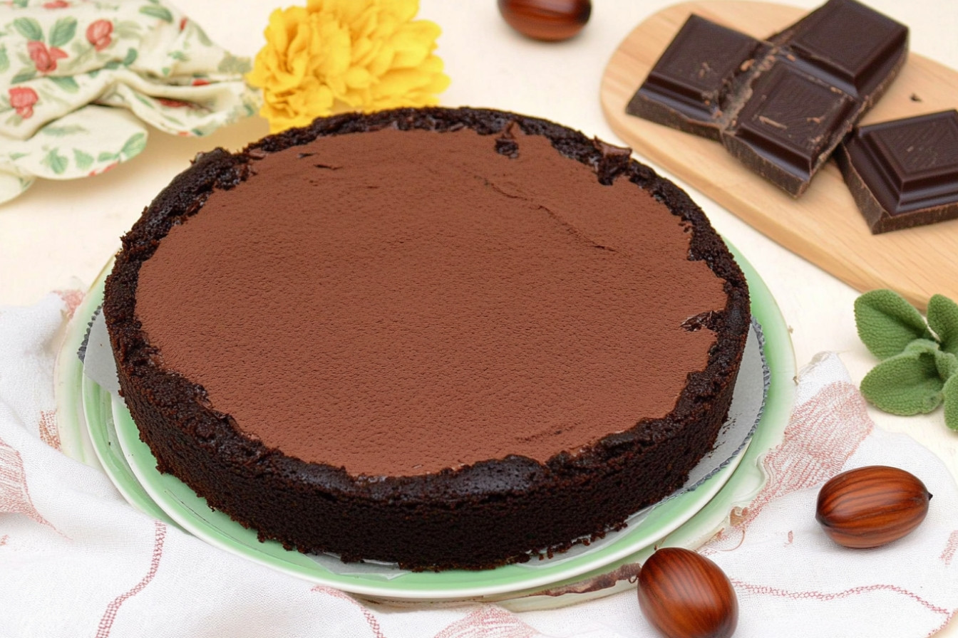 Tarta de castañas con chocolate