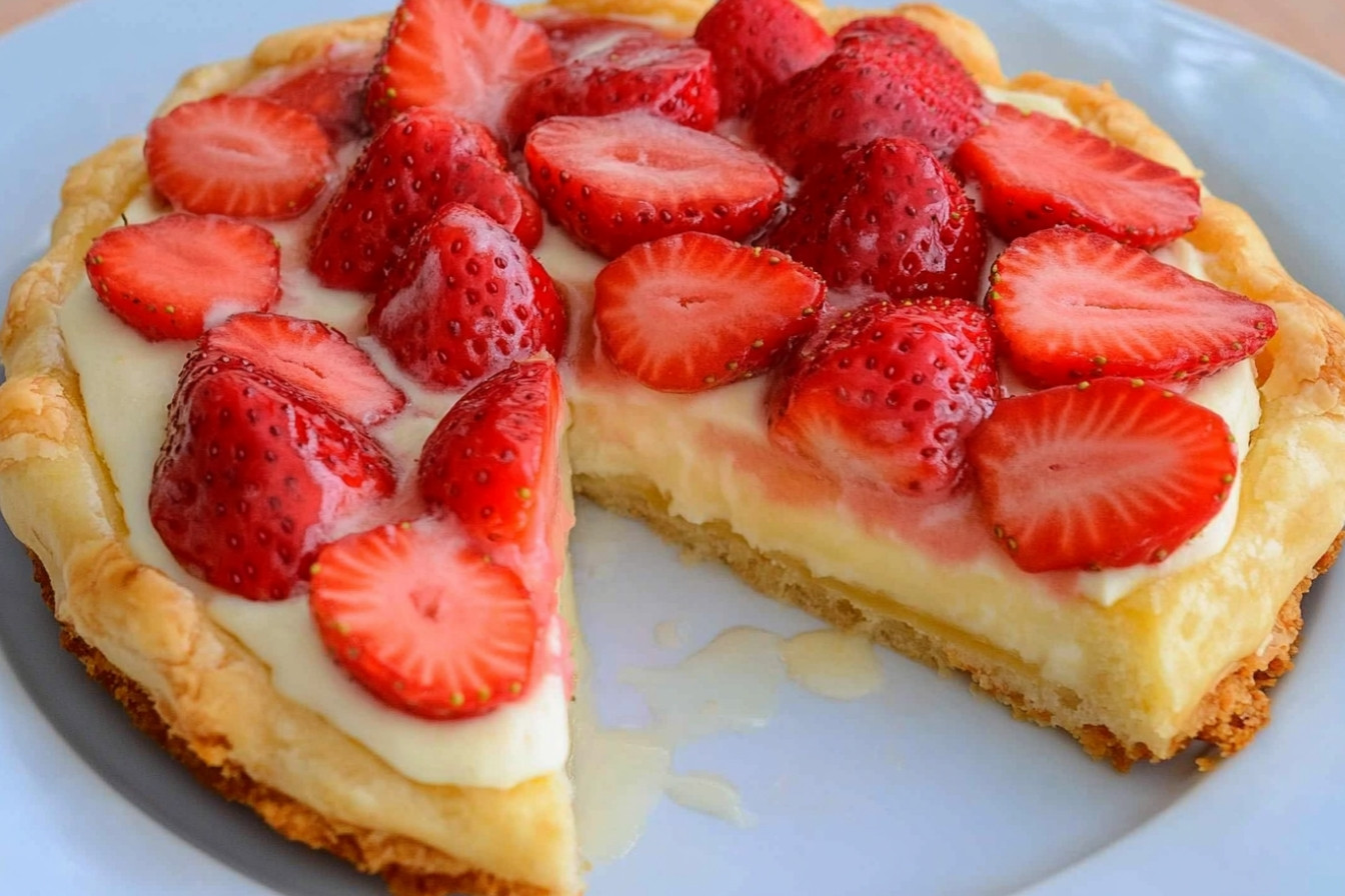 Tarta de crema y fresas