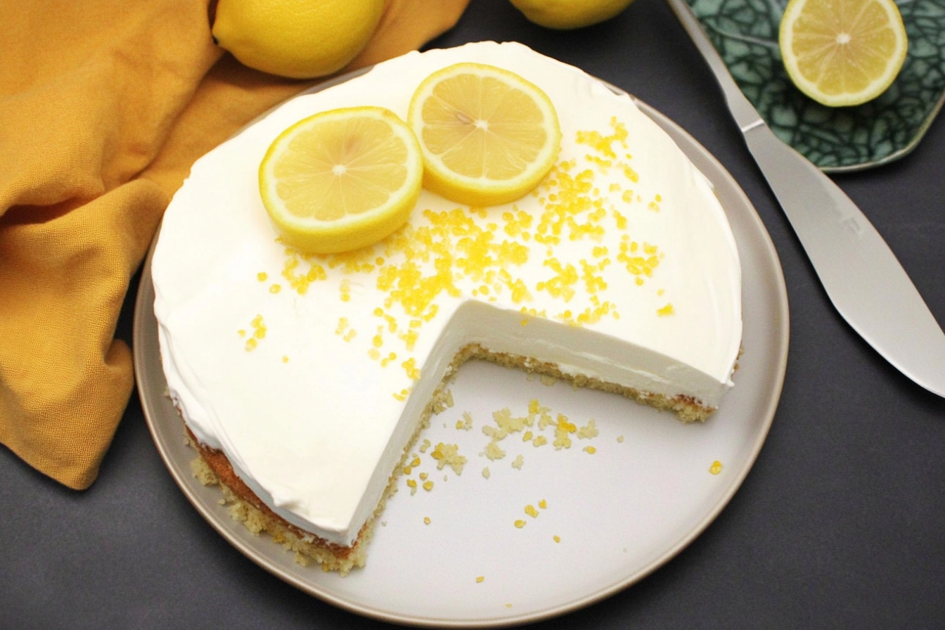 Tarta de mousse de limón