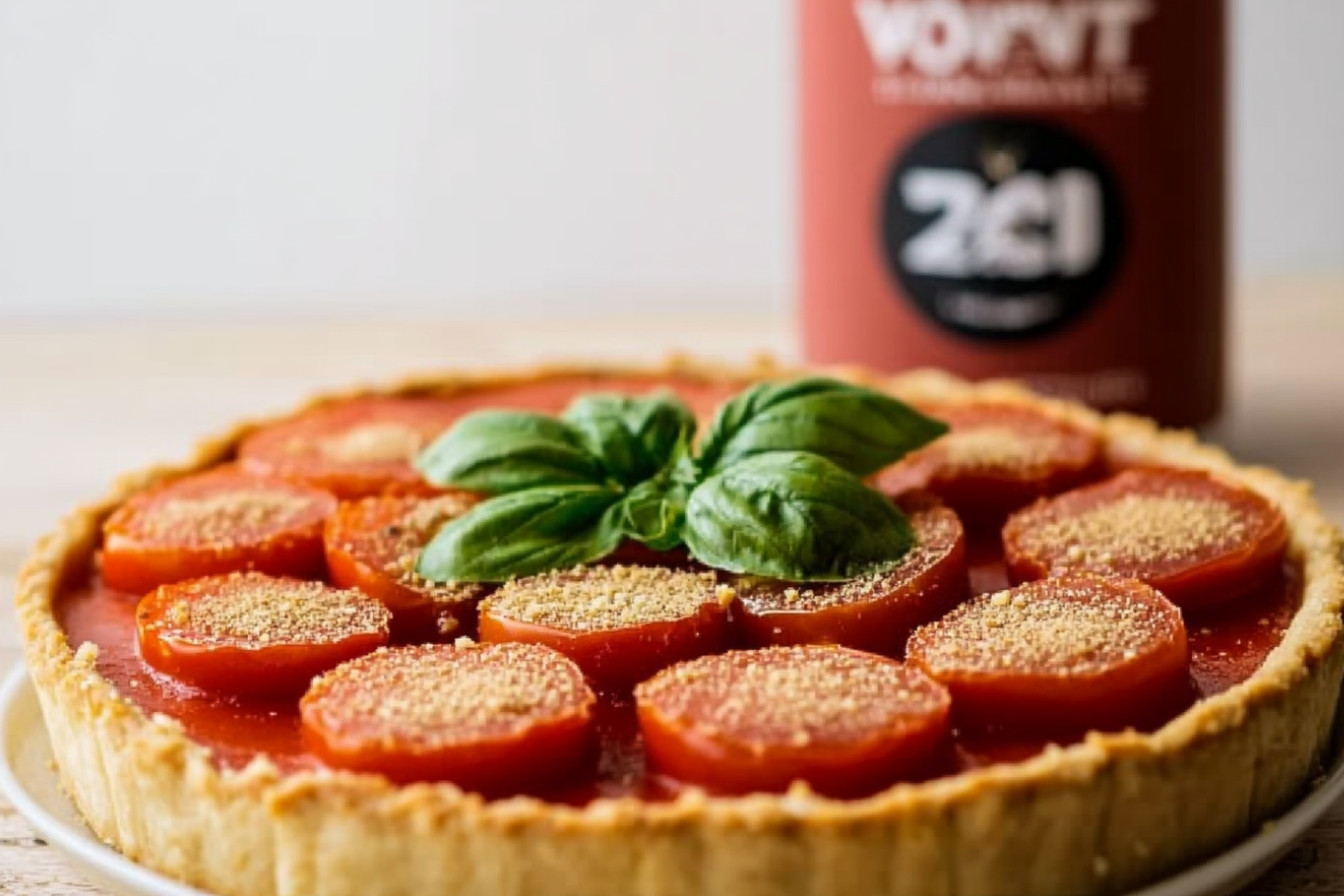Tarta de queso vegana con tomate