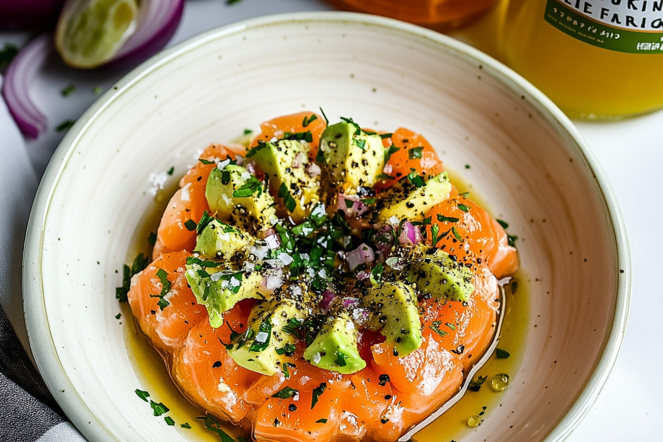 Tartar de aguacate y salmón