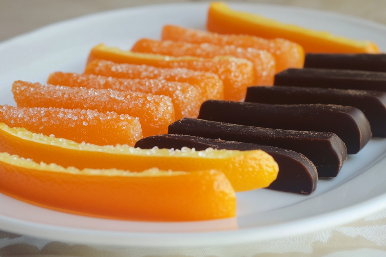 Tiras de naranja confitada