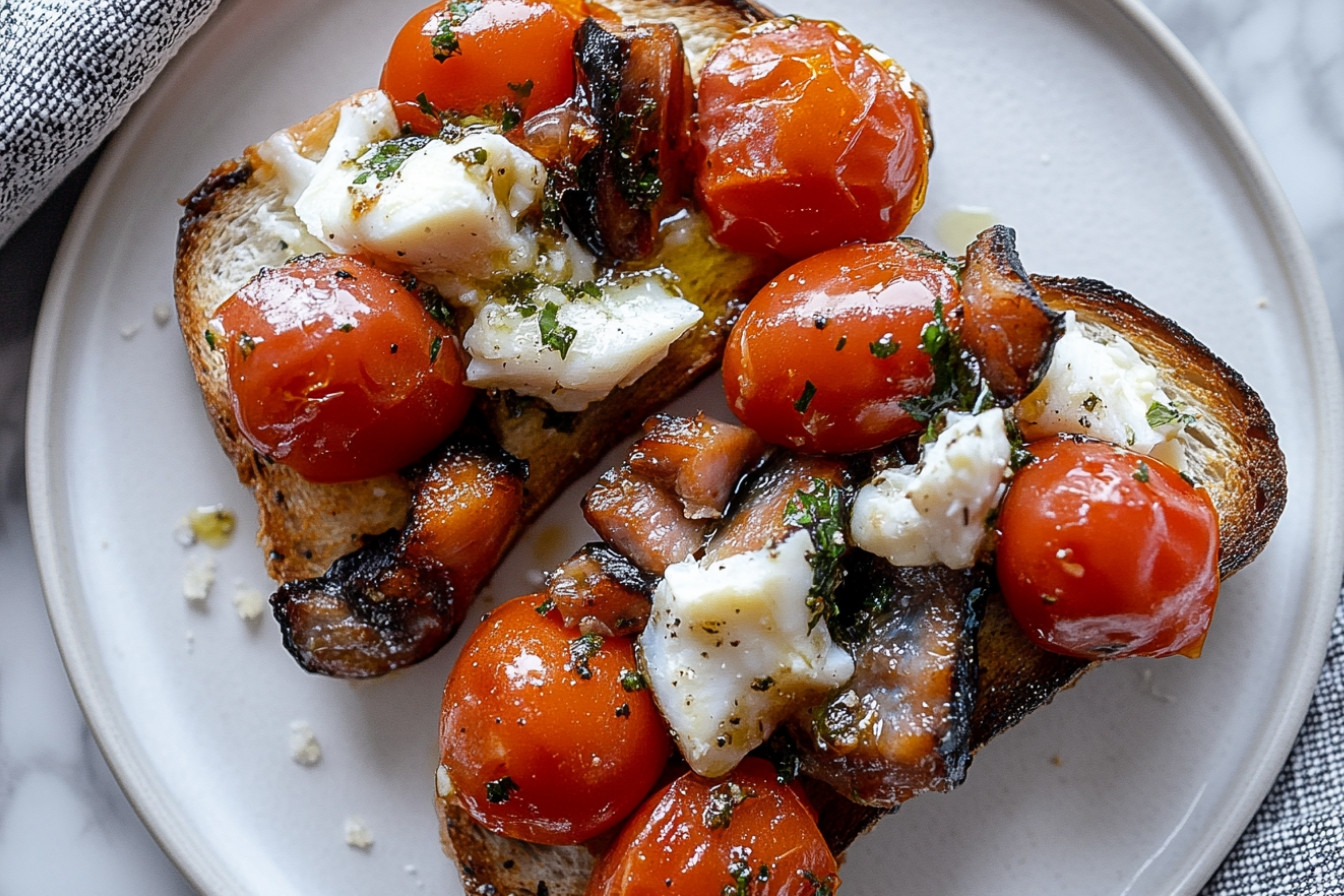 Tosta de tomates y caballa