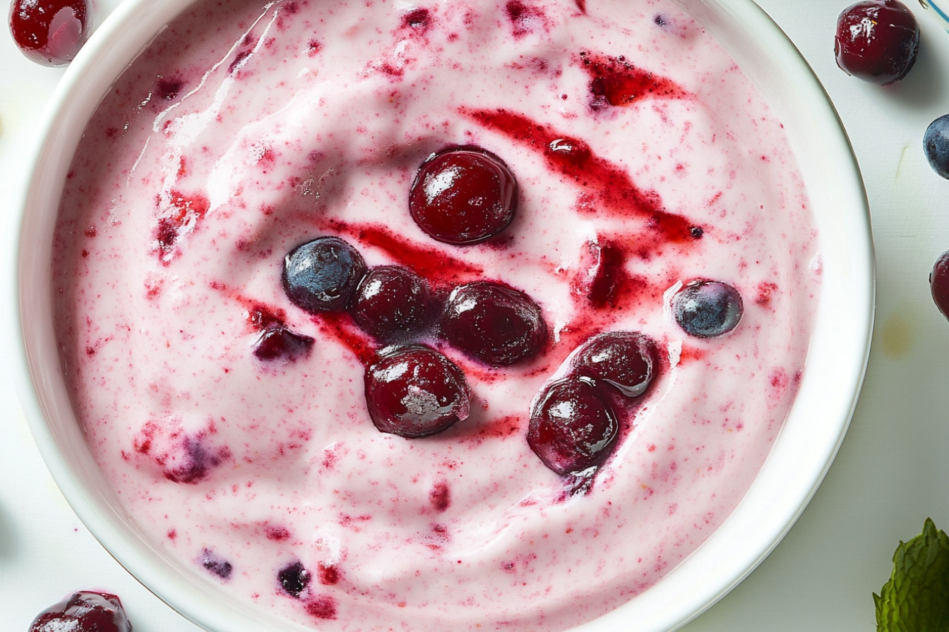 Yogur con arándano y cereza