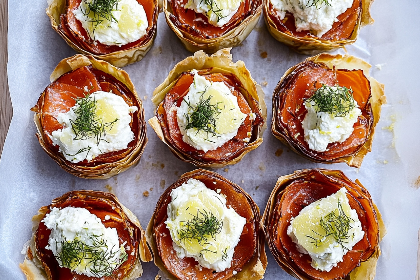 Canapés de hojaldre con salmón