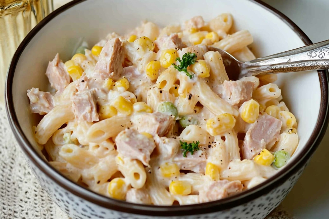 Ensalada cremosa de pasta y atún